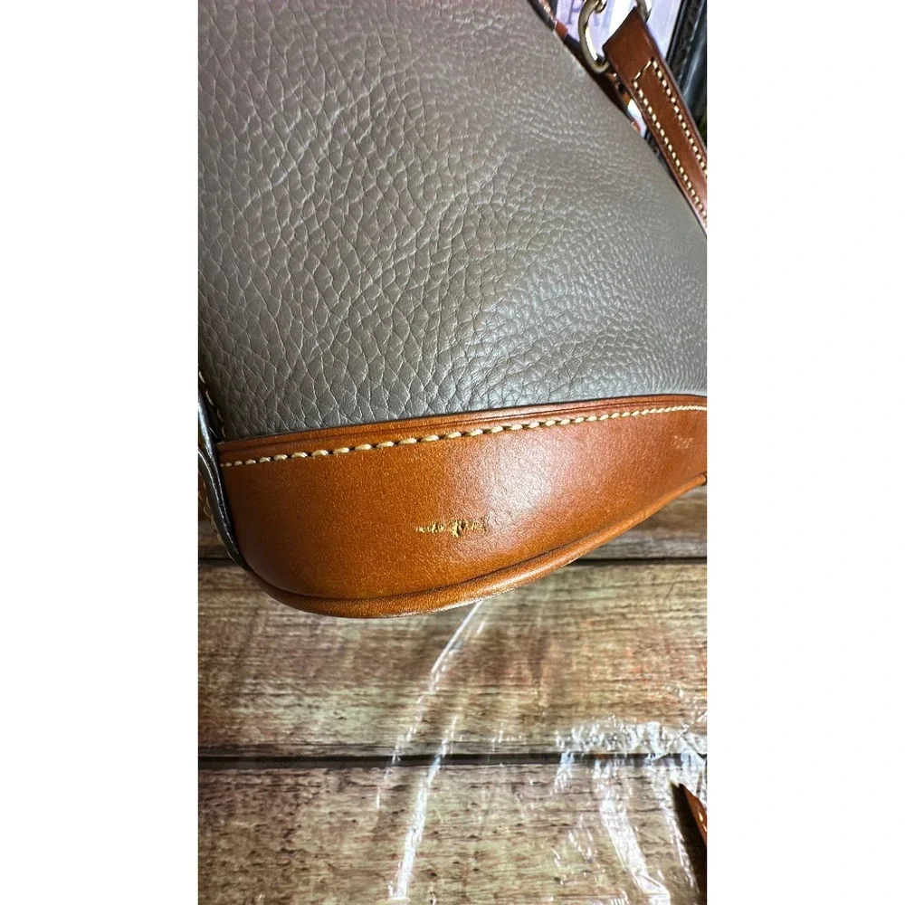 Dooney and Bourke Leather Zip Satchel Taupe and Brown & Matching Wallet